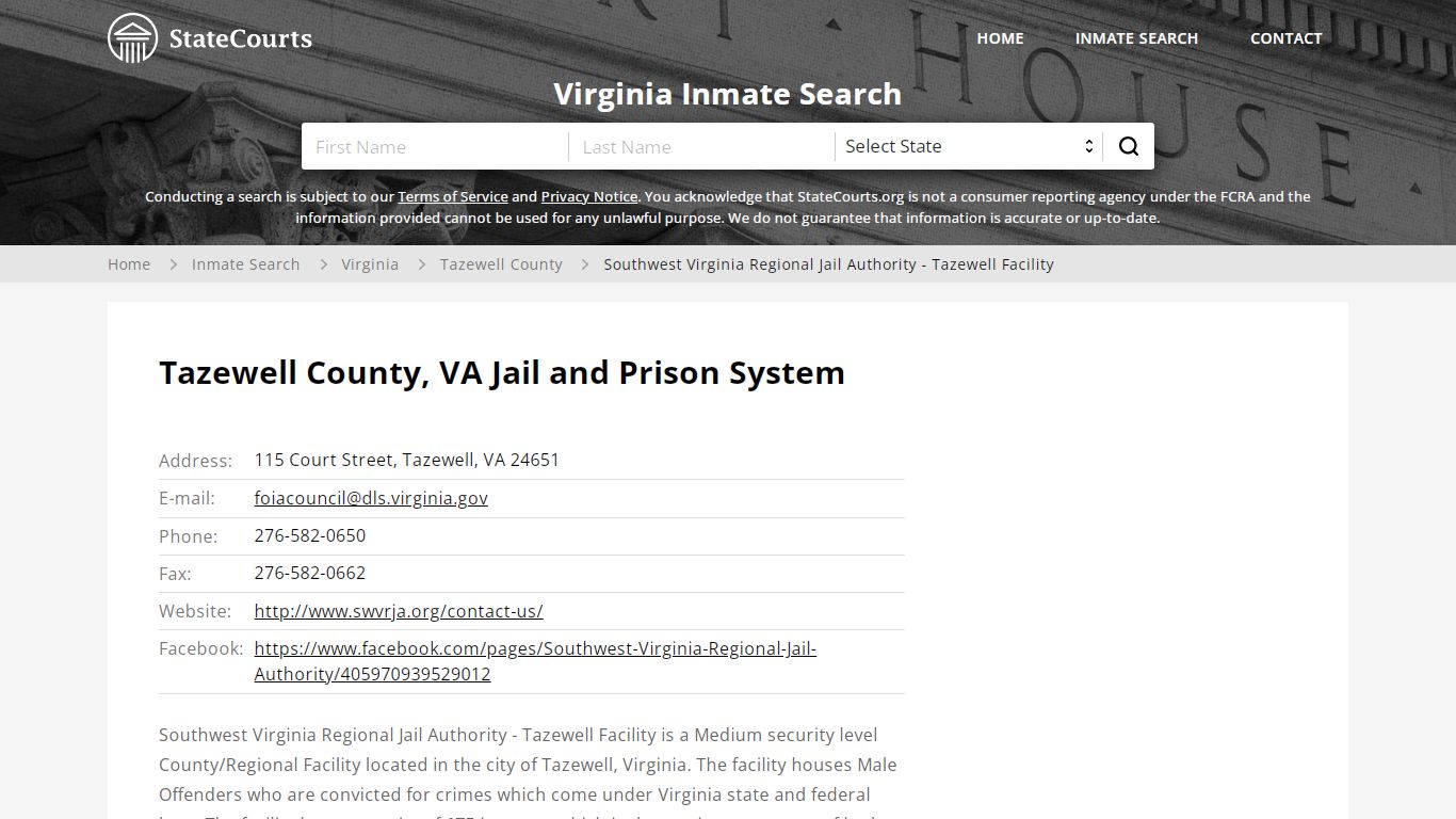 Tazewell County, VA Jail and Prison System - statecourts.org